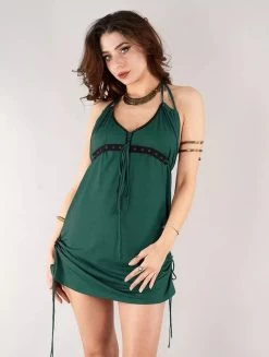 Robe Courte Dos Nu "Greek", Vert Forêt