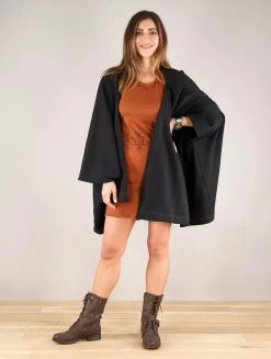 Robe Courte Sans Manches Imprimée "Vairë Anazra", Terre De Sienne -Magasin De Vêtements Pour Femmes robe courte imprimee vaire anazra terre de sienne p image 337353 grande