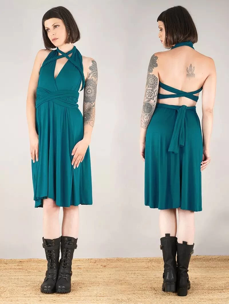 Robe Courte Infinity "Wakiza", Bleu Pétrole 3 Robe Courte Infinity "Wakiza", Bleu Pétrole – Image 3