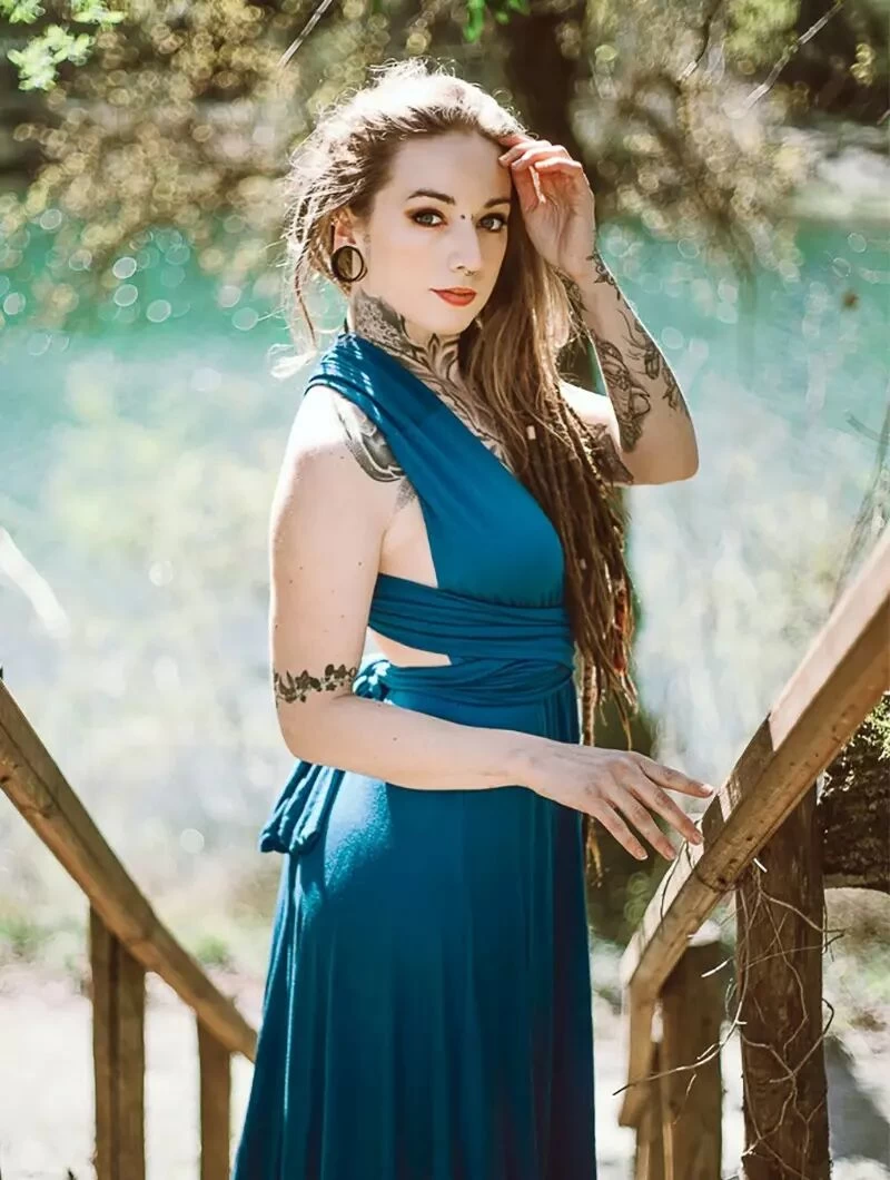 Robe Courte Infinity "Wakiza", Bleu Pétrole 5 Robe Courte Infinity "Wakiza", Bleu Pétrole – Image 5