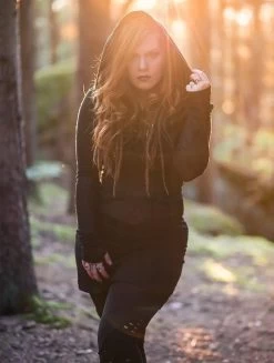 Robe Courte Manches Longues Avec Empiècements Transparents "Azmiyäa", Noir Bi-matière -Magasin De Vêtements Pour Femmes robe courte manches longues avec empiecements transparents azmiyaa noir bi matiere p image 344145 grande