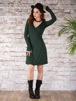 Robe Courte Portefeuille "Ëmy", Vert Canard