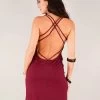 Robe Courte Sans Manches Dos Nu "Emiko", Bordeaux