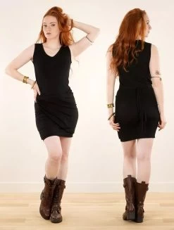 Robe Courte Sans Manches Dos Nu "Ewah", Noir