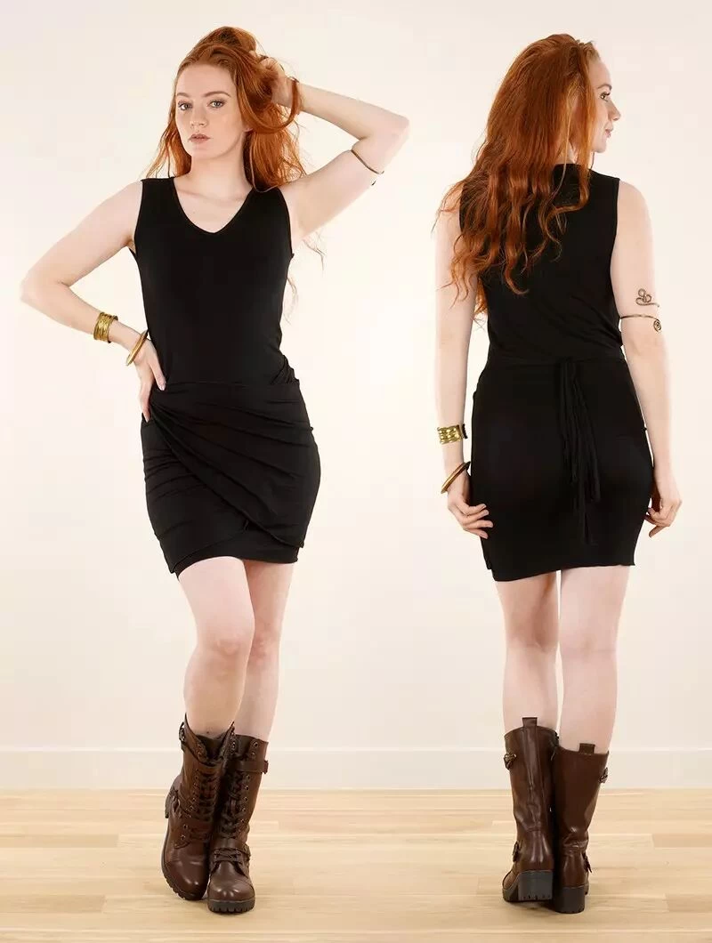 Robe Courte Sans Manches Dos Nu "Ewah", Noir 1 Robe Courte Sans Manches Dos Nu "Ewah", Noir