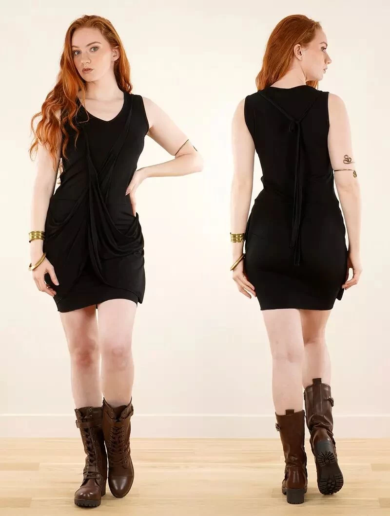 Robe Courte Sans Manches Dos Nu "Ewah", Noir 2 Robe Courte Sans Manches Dos Nu "Ewah", Noir – Image 2