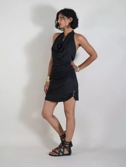 Robe Dos Nu Imprimée "Akasha Drop", Noir -Magasin De Vêtements Pour Femmes robe dos nu akasha drop noir p image 320337 grande