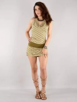 Robe Dos Nu Imprimée "Akasha Longma", Blanc Et Orangé -Magasin De Vêtements Pour Femmes robe dos nu akasha longma blanc et orange p image 328379 grande