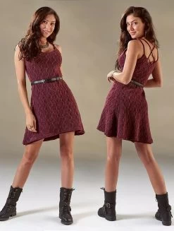 Robe En Crochet Avec Doublure "Alchemÿaz", Bordeaux