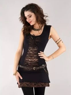 Robe "Jadeite", Noir Et Marron