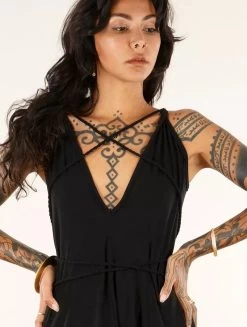 Robe Longue à Bretelles Ample Et Réversible "Lazüli", Noir -Magasin De Vêtements Pour Femmes robe longue a bretelles ample et reversible lazuli noir p image 346031 grande