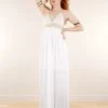 Robe Longue Dos Nu à Bretelles "Nolofinwe", Blanc