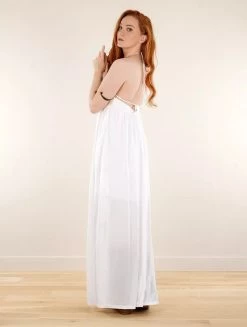 Robe Longue Dos Nu à Bretelles "Nolofinwe", Blanc 9 Robe Longue Dos Nu à Bretelles "Nolofinwe", Blanc -Magasin De Vêtements Pour Femmes robe longue a bretelles avec detail crochet nolofinwe blanc p image 340043 grande