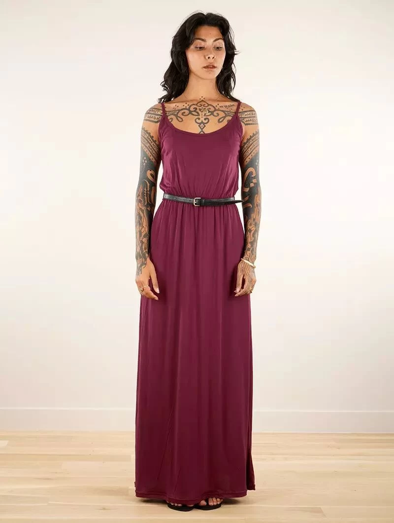 Robe Longue à Bretelles "Oromë", Bordeaux 3 Robe Longue à Bretelles "Oromë", Bordeaux – Image 3