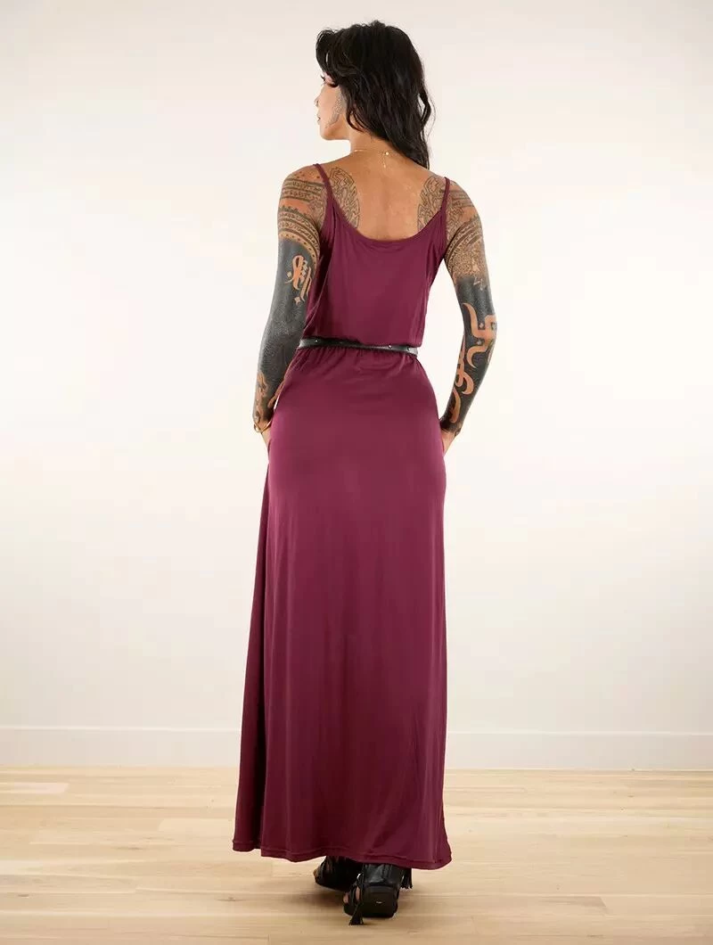 Robe Longue à Bretelles "Oromë", Bordeaux 2 Robe Longue à Bretelles "Oromë", Bordeaux – Image 2