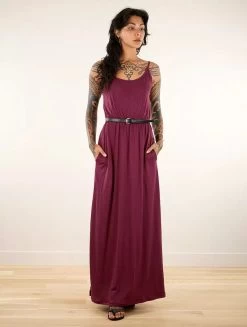 Robe Longue à Bretelles "Oromë", Bordeaux