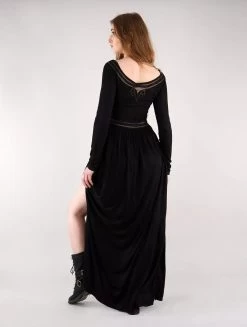 Robe Longue à Manches Longues "Lotus Artanis", Noir -Magasin De Vêtements Pour Femmes robe longue a manches longues lotus artanis noir p image 326699 grande