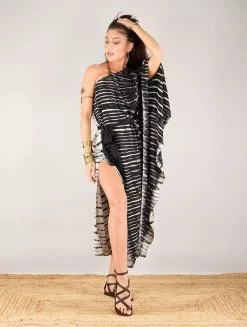 Robe Longue Caftan Asymétrique "Stafanie", Noir Et Beige -Magasin De Vêtements Pour Femmes robe longue caftan asymetrique stafanie noir et beige p image 332014 grande