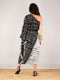 Robe Longue Caftan Asymétrique "Stafanie", Noir Et Beige -Magasin De Vêtements Pour Femmes robe longue caftan asymetrique stafanie noir et beige p image 332015 grande