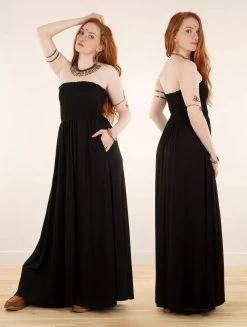 Robe Longue / Combi Sarouel 2en1 "Aulë", Noir -Magasin De Vêtements Pour Femmes robe longue combi sarouel 2en1 aule noir p image 340265 grande