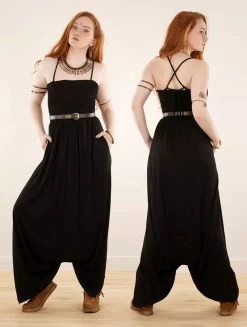 Robe Longue / Combi Sarouel 2en1 "Aulë", Noir -Magasin De Vêtements Pour Femmes robe longue combi sarouel 2en1 aule noir p image 340266 grande