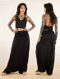 Robe Longue / Combi Sarouel 2en1 "Aulë", Noir -Magasin De Vêtements Pour Femmes robe longue combi sarouel 2en1 aule noir p image 342460 grande