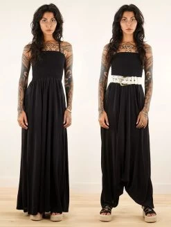 Robe Longue / Combi Sarouel 2en1 "Aulë", Noir