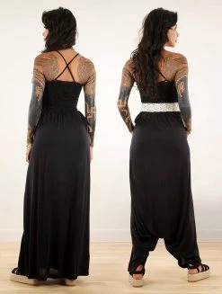 Robe Longue / Combi Sarouel 2en1 "Aulë", Noir -Magasin De Vêtements Pour Femmes robe longue combi sarouel 2en1 aule noir p image 342596 grande