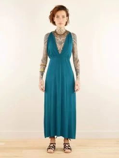 Robe Longue Fendue à Col V "Darayava", Bleu Pétrole 7 Robe Longue Fendue à Col V "Darayava", Bleu Pétrole -Magasin De Vêtements Pour Femmes robe longue fendue a col v darayava bleu petrole p image 348734 grande