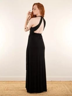 Robe Longue Fendue à Dos Nu "Oshi", Noir 6 Robe Longue Fendue à Dos Nu "Oshi", Noir -Magasin De Vêtements Pour Femmes robe longue fendue a dos nu oshi noir p image 340061 grande