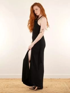 Robe Longue Fendue à Dos Nu "Oshi", Noir 7 Robe Longue Fendue à Dos Nu "Oshi", Noir -Magasin De Vêtements Pour Femmes robe longue fendue a dos nu oshi noir p image 340062 grande