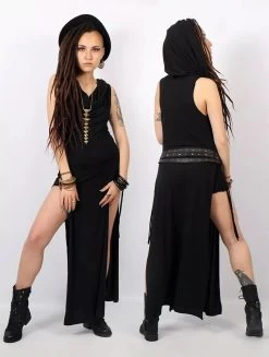 Robe Longue Fendue "Nephilim", Noir -Magasin De Vêtements Pour Femmes robe longue fendue nephilim noir p image 333115 grande