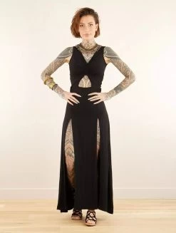 Robe Longue Fendue Sans Manches "Andreas", Noir -Magasin De Vêtements Pour Femmes robe longue fendue sans manches andreas noir p image 347740 grande
