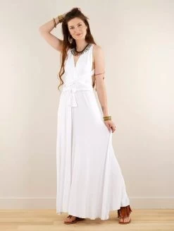 Robe Longue Infinity "Wakiza", Blanc