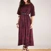 Robe Longue Oversize Imprimée "Eorynn Africa", Bordeaux