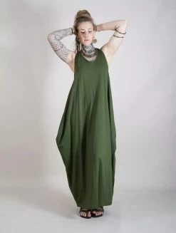 Robe Longue Sans Manches "Noéa", Vert Kaki