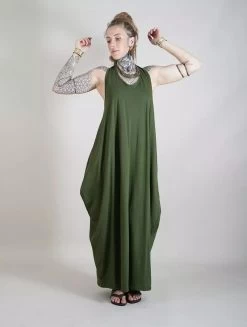 Robe Longue Sans Manches "Noéa", Vert Kaki -Magasin De Vêtements Pour Femmes robe longue sans manches noea vert kaki p image 320276 grande