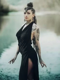 Robe Longue "Waheeda", Noir