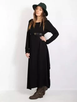 Robe Pull Longue "Wasilah", Noir