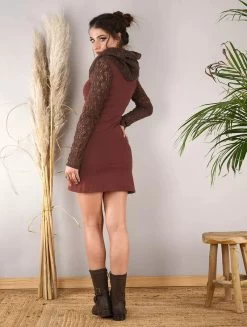 Robe Manches Longues Crochet "Atmäa", Marron Et Terre De Sienne -Magasin De Vêtements Pour Femmes robe manches longues crochet atmaa marron et terre de sienne p image 344277 grande