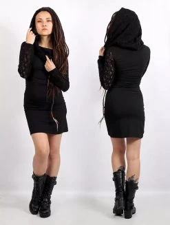 Robe Manches Longues Crochet "Atmäa", Noir -Magasin De Vêtements Pour Femmes robe manches longues crochet atmaa noir p image 334688 grande