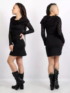 Robe Manches Longues Crochet "Atmäa", Noir -Magasin De Vêtements Pour Femmes robe manches longues crochet atmaa noir p image 334689 grande