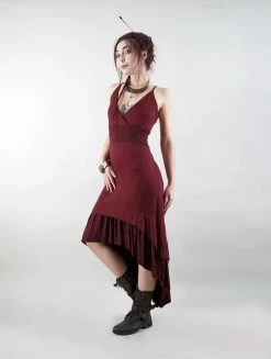 Robe Mi Longue "Nuria", Bordeaux