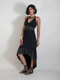 Robe Mi Longue "Nuria", Noir