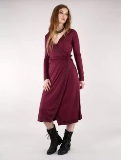 2en1 Gilet/Robe Midi à Manches Longues "Irwaen Indie", Bordeaux -Magasin De Vêtements Pour Femmes robe midi a manches longues irwaen indie bordeaux p image 326738 grande