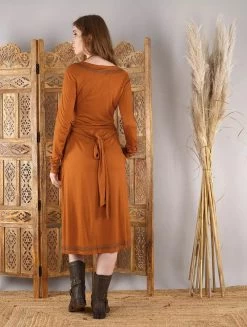 2en1 Gilet/Robe Midi à Manches Longues "Irwaen Indie", Rouille -Magasin De Vêtements Pour Femmes robe midi a manches longues irwaen indie rouille p image 326751 grande