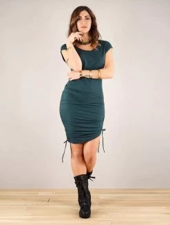 Robe Midi "Chantik", Bleu Pétrole -Magasin De Vêtements Pour Femmes robe midi chantik bleu petrole p image 335812 grande