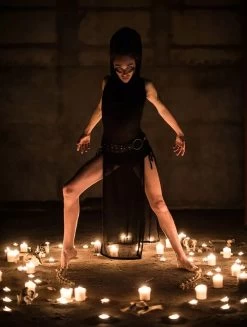 Robe Longue Fendue "Nephilim", Noir Transparent -Magasin De Vêtements Pour Femmes robe nephilim noir transparent p image 322331 grande