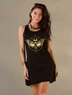 Robe Courte Sans Manches Imprimée "Nightmoth" - Couleurs Au Choix