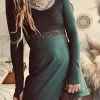 Robe Patineuse Avec Crochet "Nymphea", Noir & Vert Canard